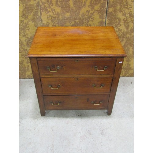 2222 - 19th century fruit wood chest the front elevation with two real and one dummy frieze draw with risin... 