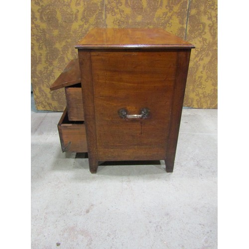 2222 - 19th century fruit wood chest the front elevation with two real and one dummy frieze draw with risin... 