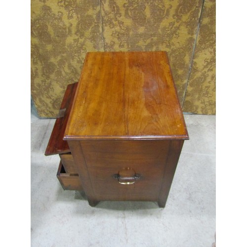 2222 - 19th century fruit wood chest the front elevation with two real and one dummy frieze draw with risin... 