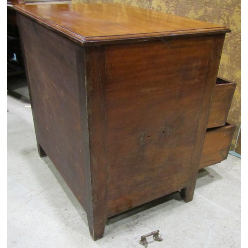 2222 - 19th century fruit wood chest the front elevation with two real and one dummy frieze draw with risin... 