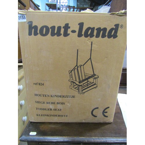 2155 - A Hout-land child's garden swing with slatted framework (appears hardly if ever used, open but still... 