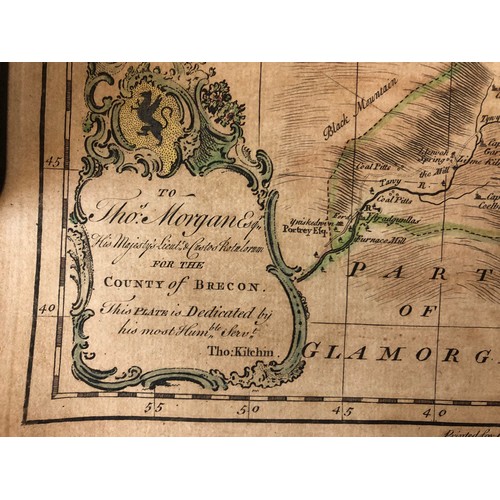 127 - Thomas Kitchin (1719-1784) - 'an Accurate Map of Brecknockshire, drawn from an actual survey', 18th ... 