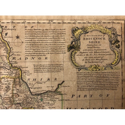 127 - Thomas Kitchin (1719-1784) - 'an Accurate Map of Brecknockshire, drawn from an actual survey', 18th ... 