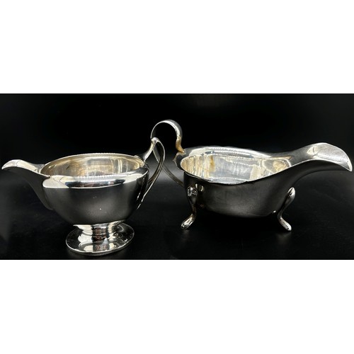 303 - Silver milk jug and sugar bowl, Charles Weale, Birmingham 1918, 3 piece EPNS cruet set and an EPNS s... 