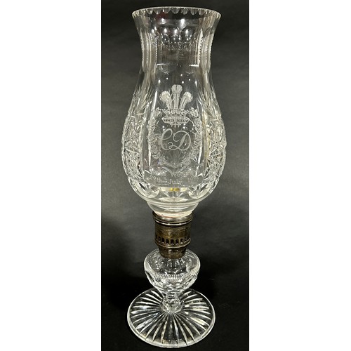 174 - A Royal Wedding Limited Edition Thomas Webb lead cut crystal glass candle lamp, celebrating Prince C... 