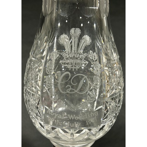 174 - A Royal Wedding Limited Edition Thomas Webb lead cut crystal glass candle lamp, celebrating Prince C... 