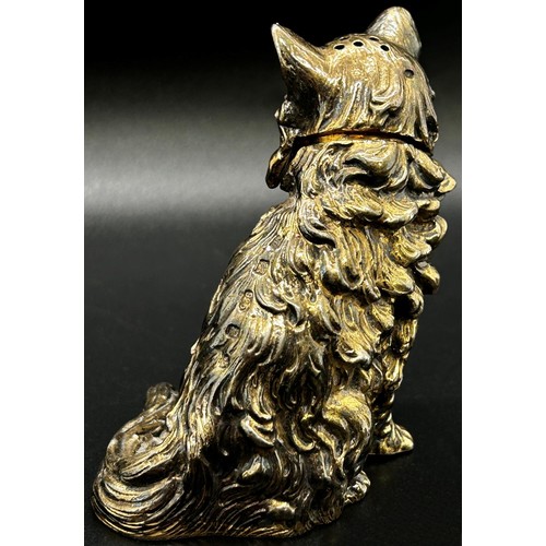 254 - A silver gilt cat pepper pot by Michael Whitehill, London 2000, retailed by Grey-Harris & Co, Clifto... 