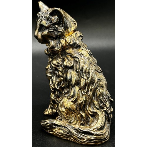 254 - A silver gilt cat pepper pot by Michael Whitehill, London 2000, retailed by Grey-Harris & Co, Clifto... 