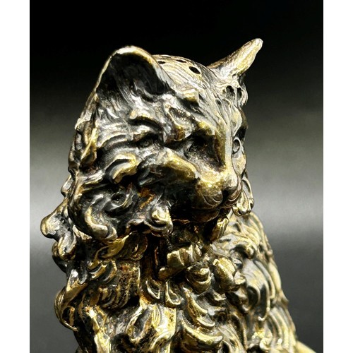 254 - A silver gilt cat pepper pot by Michael Whitehill, London 2000, retailed by Grey-Harris & Co, Clifto... 