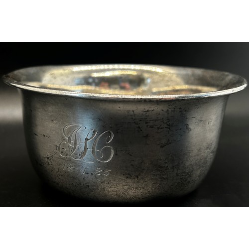 256 - A silver christening bowl, initialled 'J H', dated '18.1.25', Birmingham 1924, maker George Unite, 4... 