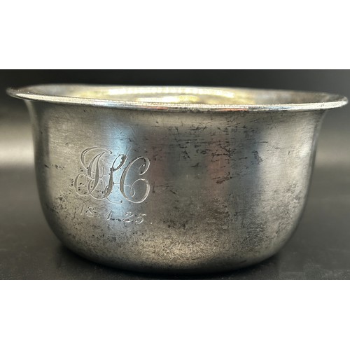 256 - A silver christening bowl, initialled 'J H', dated '18.1.25', Birmingham 1924, maker George Unite, 4... 