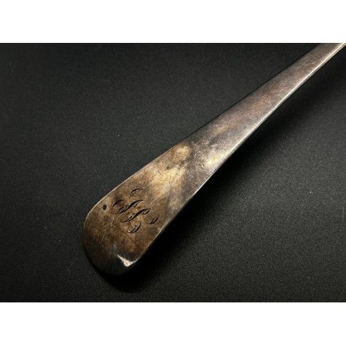 296 - A George III silver ladle, London 1812, maker Peter & William Bateman, 33 cm long and a Georgian sil... 