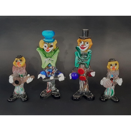 178 - Four Murano Glass Clowns, two 26cm tall approx and two 17cm tall approx (4)