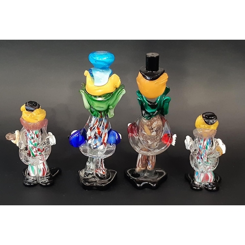 178 - Four Murano Glass Clowns, two 26cm tall approx and two 17cm tall approx (4)