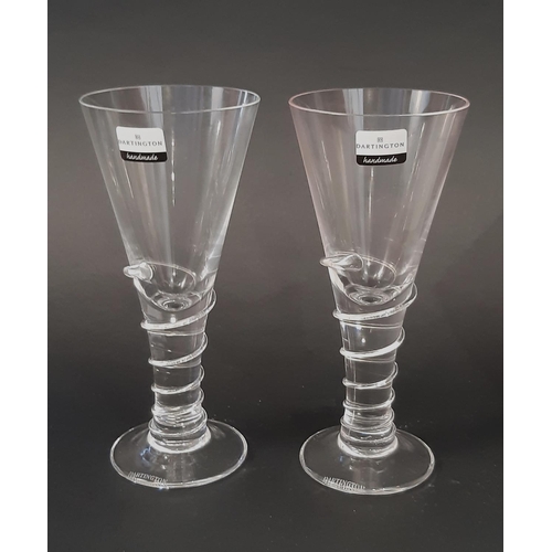 181 - Ten Dartington Crystal Glass Spark wine glasses with entwined stems (all in their original boxes), a... 