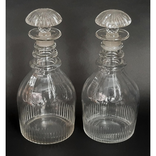 161 - Four 19th century glass decanters and cut glass rose bowl, raised on a square base 26cm diam x 23cm ... 