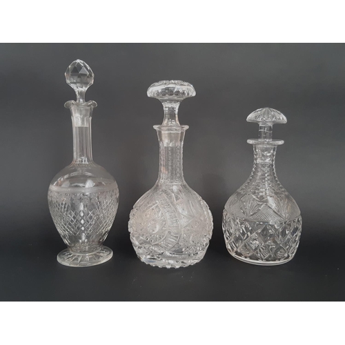 168 - Four 19th century cut glass decanters a cut glass fruit bowl raised on a silver plated stand, an ele... 