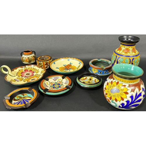 30 - Collection of traditional Gouda ware comprising vases, dishes, small ornamental pieces, etc (20 appr... 