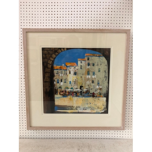 660 - Mike Bernard R.I. (b.1957) - 'Piazza del Mercato, Lucca', mixed media, signed lower right, title, me... 