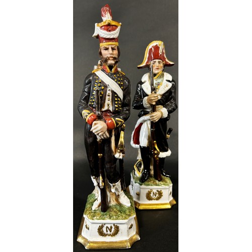 89 - Fourteen Capodimonte porcelain figures of Napoleonic soldiers, to include Napoleon