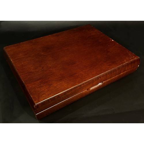 215 - A mahogany canteen containing good quality King’s pattern silver plated cutlery, complete for six se... 