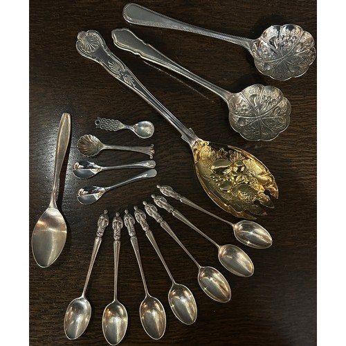 205 - A canteen of Mappin & Webb cutlery, complete for eight settings, seven silver apostle spoons and a s... 