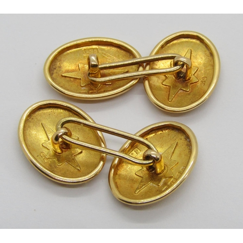 403 - Pair of Victorian 18ct monogrammed cufflinks, maker 'J.T', Chester 1879, 6.7g