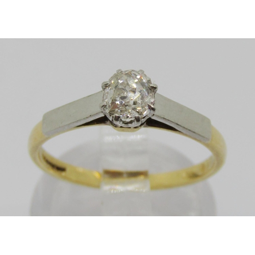 360 - 18ct old-cut diamond solitaire ring with platinum setting, 0.40ct approx, size N/O, 2.7g