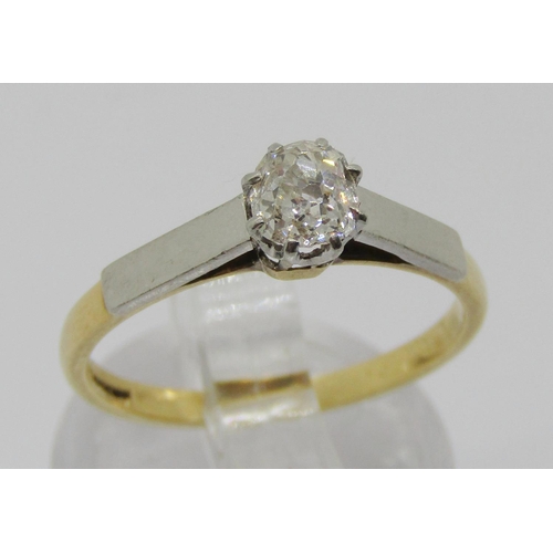 360 - 18ct old-cut diamond solitaire ring with platinum setting, 0.40ct approx, size N/O, 2.7g