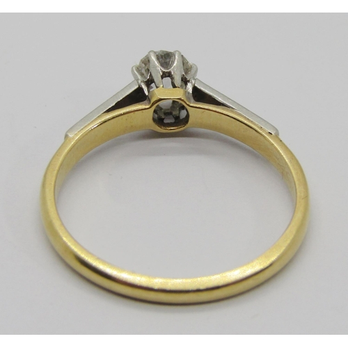 360 - 18ct old-cut diamond solitaire ring with platinum setting, 0.40ct approx, size N/O, 2.7g