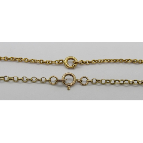 365 - Two gold chain necklaces; a 10k example, 3.3g and a 9ct example, 3.4g