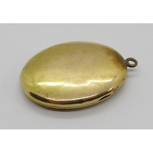 374 - Antique yellow metal locket, 3.3cm L, 9.8g