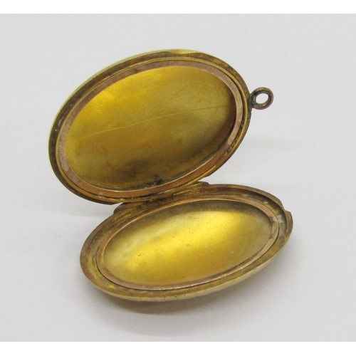 374 - Antique yellow metal locket, 3.3cm L, 9.8g