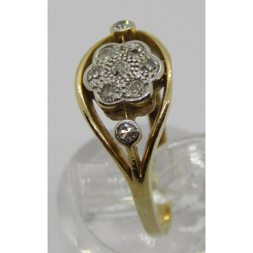 377 - Early 20th century 18ct diamond daisy cluster ring, maker 'W.L', size O/P, 3.1g