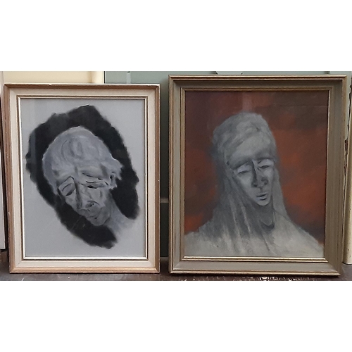 702 - Frances Cohen (1939-1998) - Two chalk and charcoal portraits, both signed, one dated 1964, largest: ... 