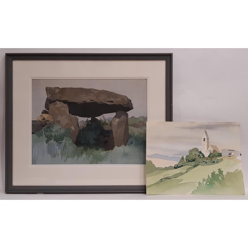 705 - Harold Whitaker (Local Artist, 1920-2013) - Two landscape paintings, watercolour and pencil on paper... 