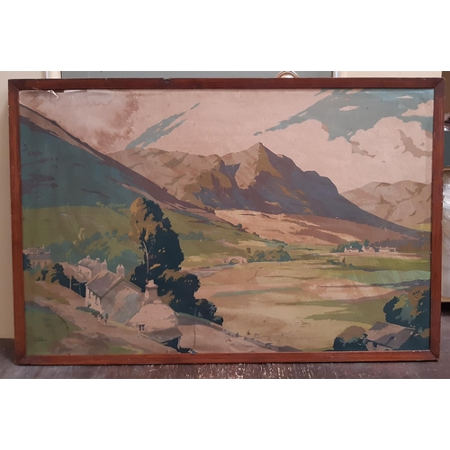 717 - Pair of framed chomolithographs after Norman Wilkinson and Frank Sherwin: town scene, glazed, 79 x 1... 