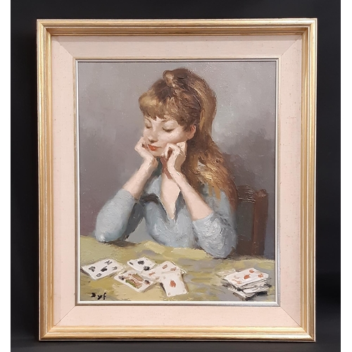 722 - Marcel Dyf (1899-1985) - 'Fille Tirant Les Cartes', oil on canvas, signed below, with early 20th cen...