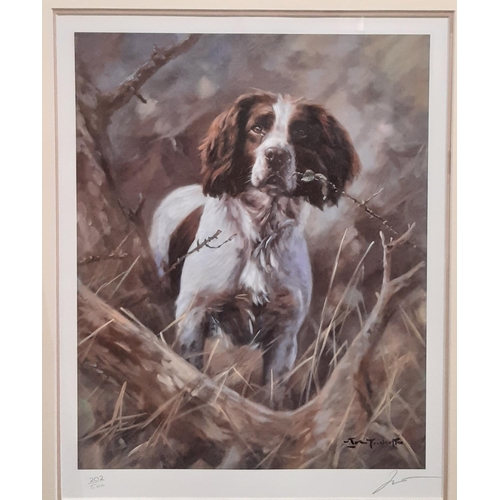 723 - E. Hunter (20th Century) - Three portraits of dogs: 'Tigger', oil on canvas; Spaniel with fern leave... 