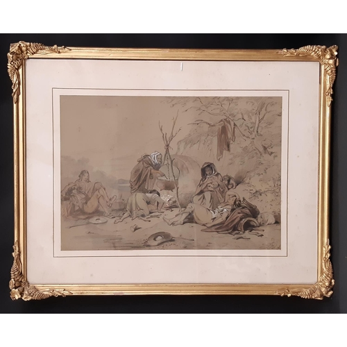 724 - Two framed works by different artists, to include: Hablot Knight Browne 'Phiz' (1815-1882) - Gypsies... 