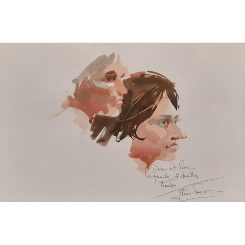 731 - Steve Songer (Contemporary) - Two watercolour portraits of a gentleman (1989) and two women in profi... 