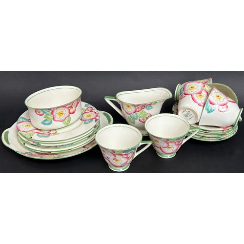 139 - Royal Doulton Plaza Deco tea service for six, comprising six cups, saucers, sandwich plates, serving... 