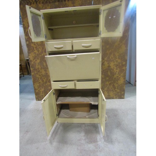 1180 - A vintage Remploy floor standing kitchen cabinet with painted finish enclosed by an arrangement of c... 