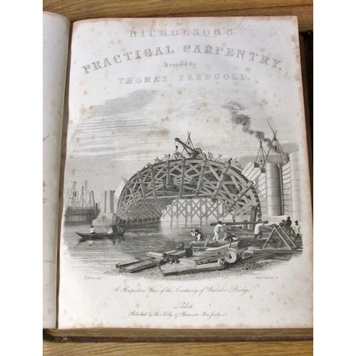 834 - Anitquarian interest - Nicholson's Practical Carpentry (1854) and Cabinet-Makers' Drawing Book (1793... 