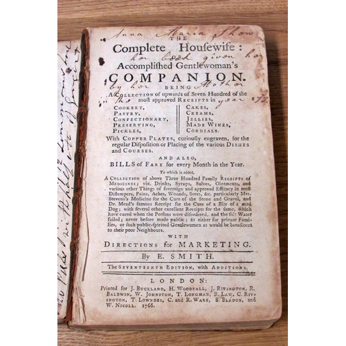 836 - Antiquarian interest to include Pilgrim's Progress, The Complete Housewife (1766) English Dictionary... 