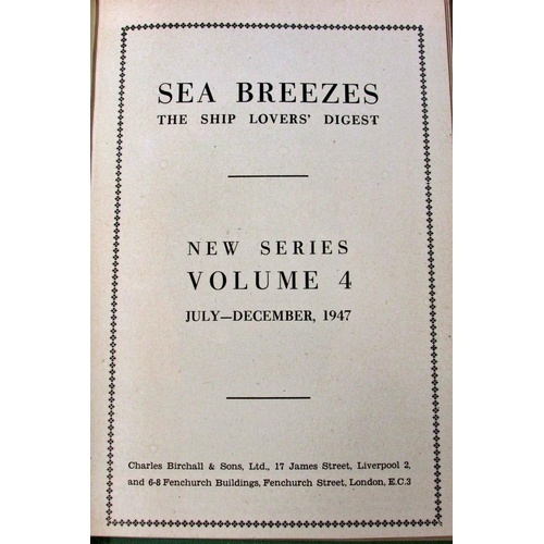 839 - Sea Breezes, The Magazine of Ships and the Sea - volumes 2-69 bound, together with unbound volumes 7... 