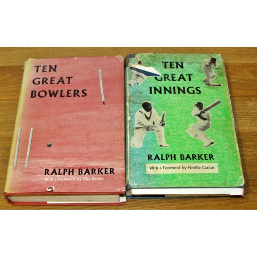 844 - Cricket and other sporting books and memorabilia to include Ten Great Innings & Ten Great Bowlers by... 