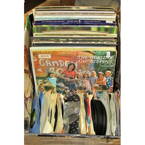 856 - Box of 40+ LPs including David Bowie, Rod Stewart, Cat Stevens, Art Garfunkel, Crosby Stills & Nash,... 