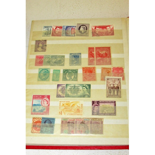 871 - A small red stockbook containing an eclectic mix of stamps, some identified with SG numbers and cat ... 