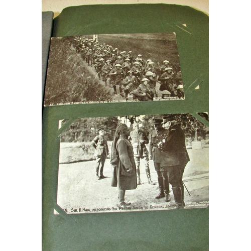 878 - Photo album of early 20th century postcards including battle front scenes and contemporary greetings... 